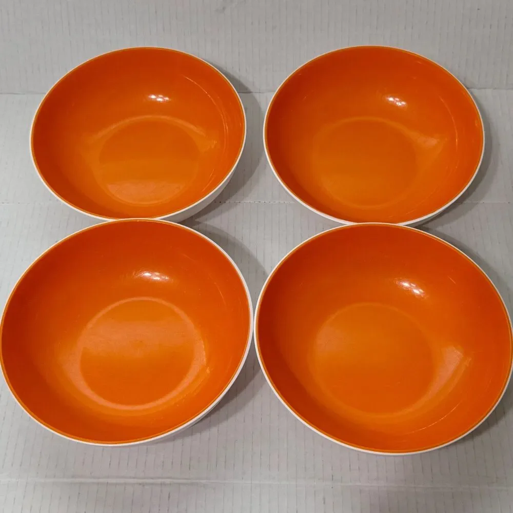 x4 Tupperware Allegra Radiance Orange White Lidded Storage Bowl 740mL #6292A